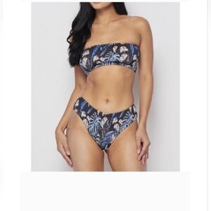 Tropical Print Hot&Delicious Smocked 2 Piece Tropical Bikini
